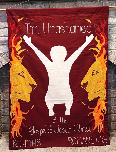 Kairos Outside #18 Banner over fireplace